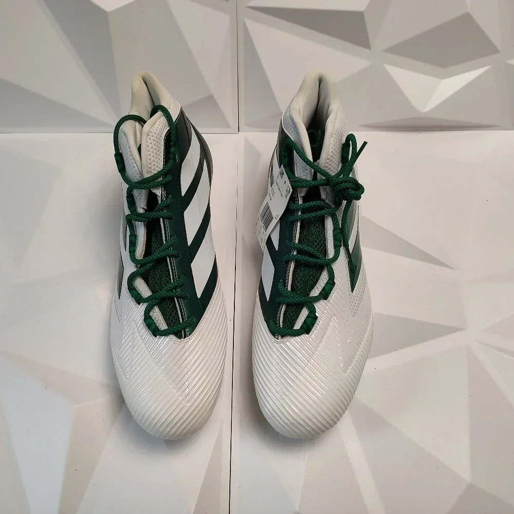 Adidas Mens Football Cleats 16 White Green Shoe Lacrosse Freak Carbon Mid - Picture 8 of 13
